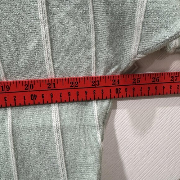 Magaschoni Sweater Womens XL Green White Stripe Long Sleeve Viscose Blend Spring - Picture 6 of 7